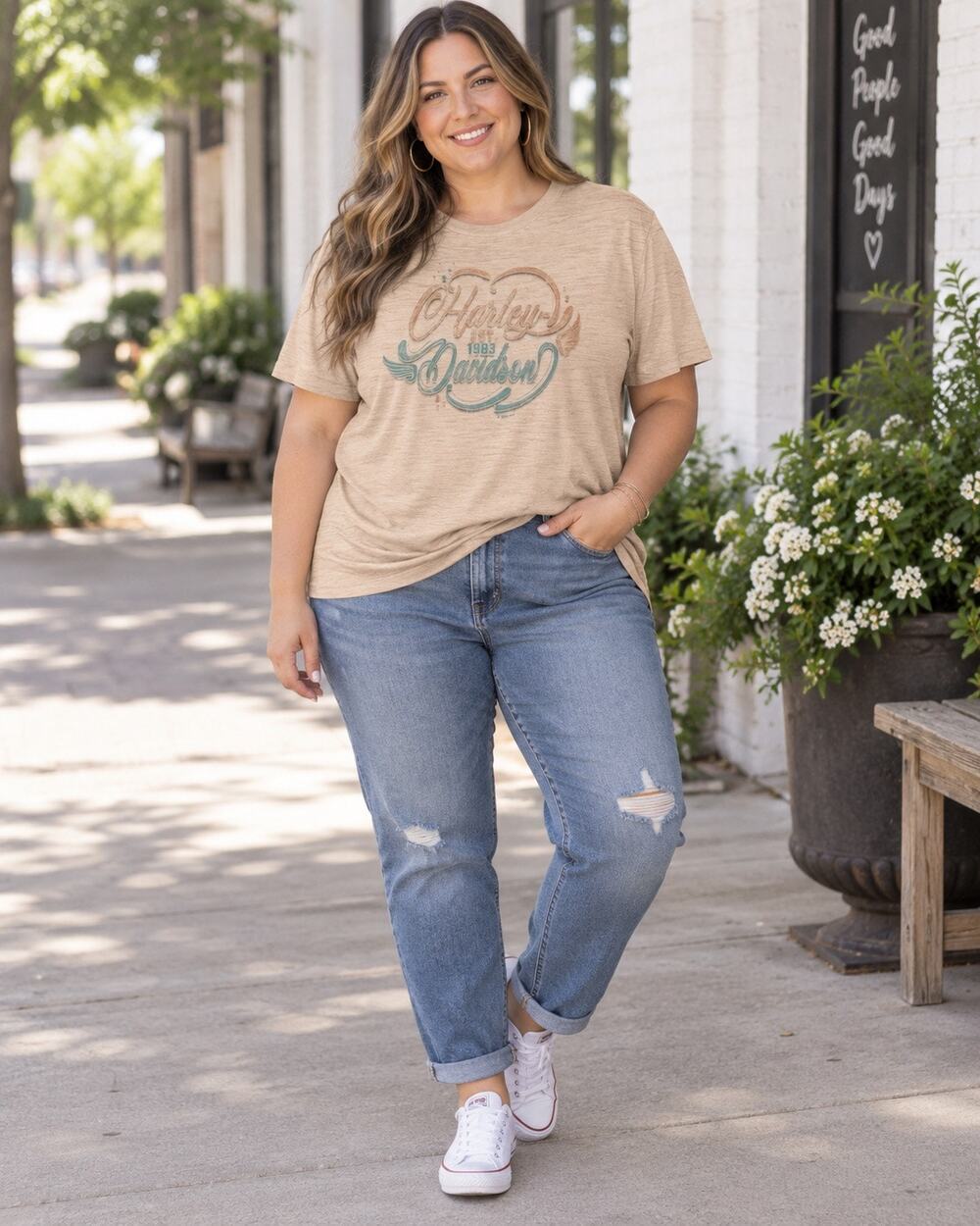 HARLEY-DAVIDSON LADIES SIZE XL PEACH TSHIRT GENUINE Woodstock New York